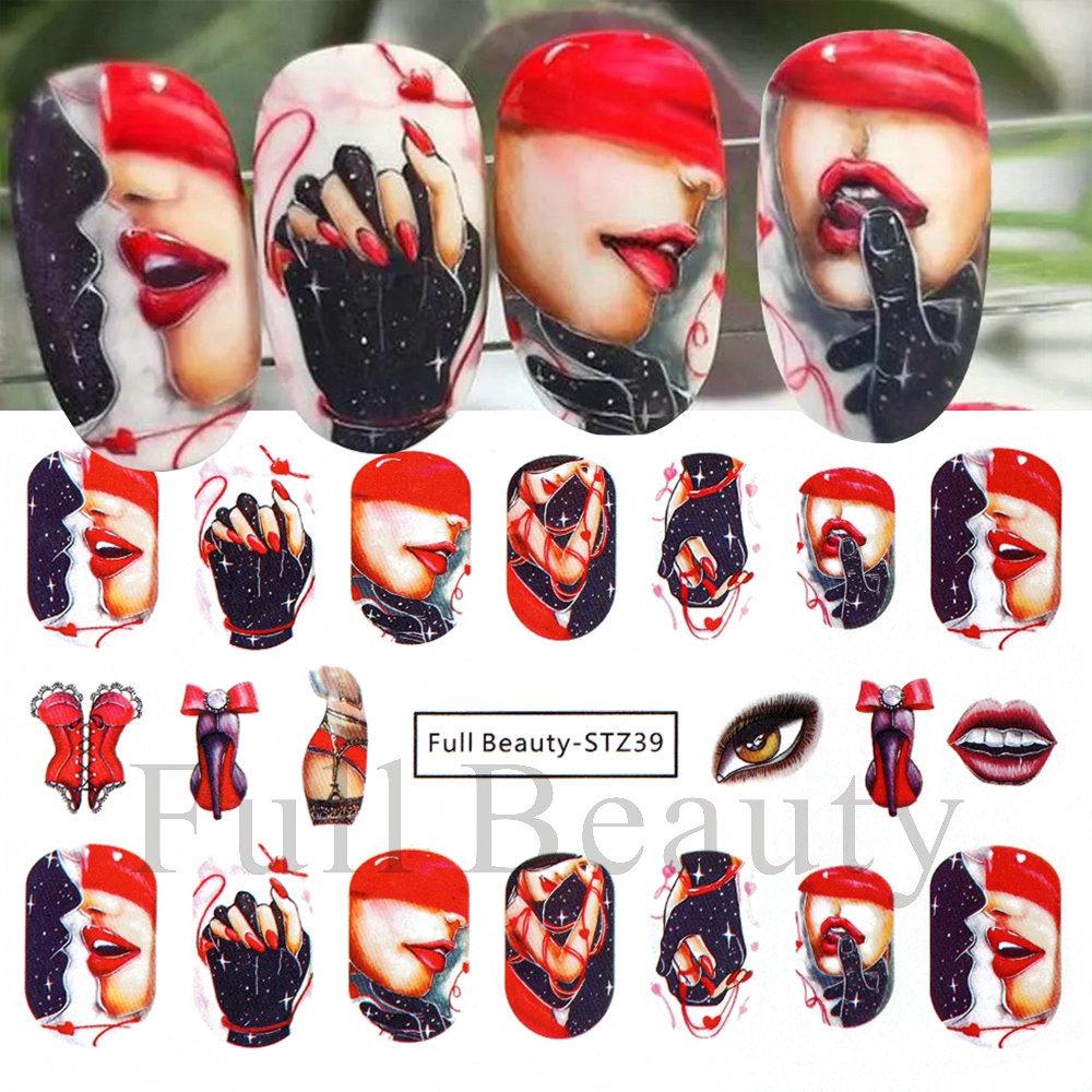 Nail Art Stickers Ins Valentine's Day Romantic Bear Love Letter Love Tree Watermark Sticker