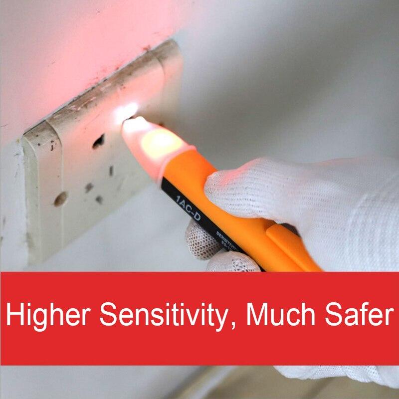 Бесконтактный тестер напряжения в виде ручки со светодиодной подсветкой и звуковой сигнализацией, диапазон 90-1000 В, категория безопасности CAT II 1000 В