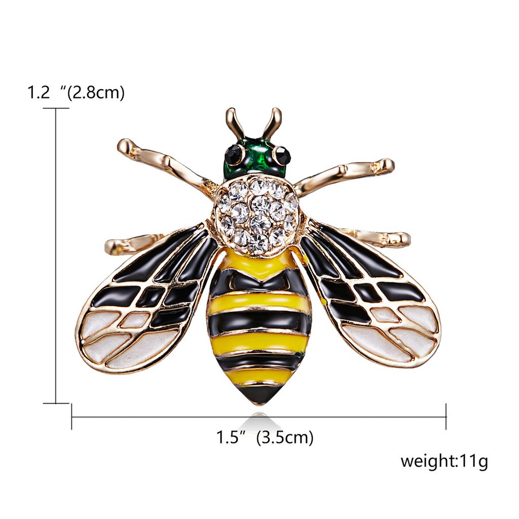 Rinhoo Vintage Green Rhinestone Bee Brooches For Women Luxury Zircon Bee Insect Metal Pins Exquisite Animal Corsage Jewelry Gift