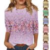 Рубашки с рукавом 3/4 для женщин, милые футболки с графическим принтом, блузки, повседневные базовые топы больших размеров, пуловеры