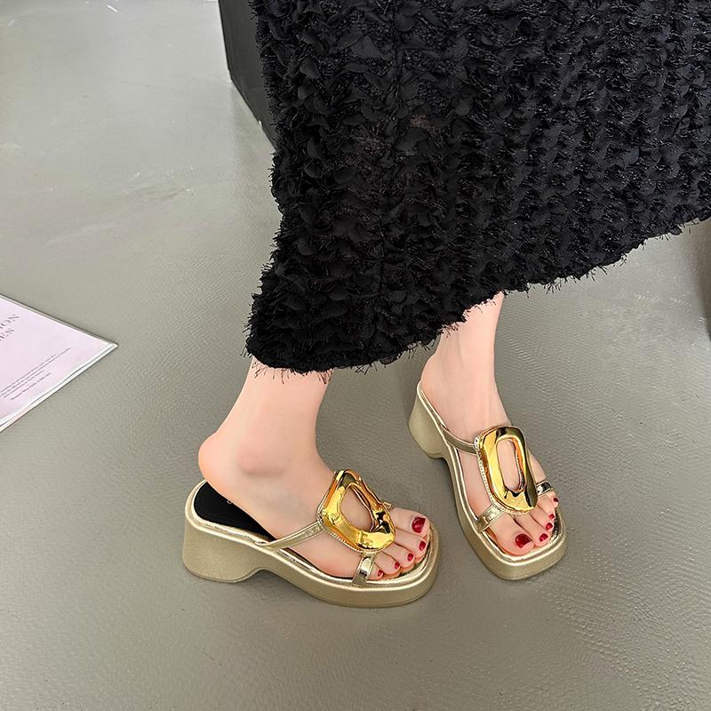 Летние гладиаторские женские шлепанцы на платформе, модные шлепанцы с открытым носком на танкетке, повседневная уличная пляжная обувь для отпуска