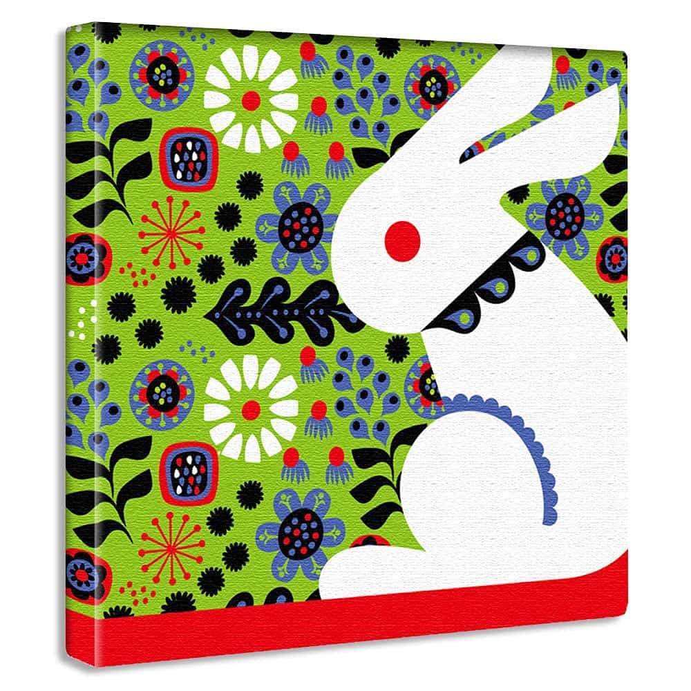 Art Deli Nordic Rabbit Fabric Wall Art Panel, 57 x 57 cm