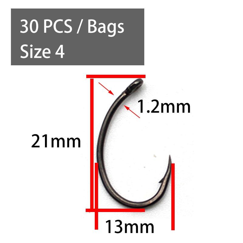 30 шт. крючки для карпа из высокоуглеродистой стали с покрытием, рыболовный крючок для карпа, широкий зев с микрозазубринами, матовый черный крючок Yn для грубого карпа