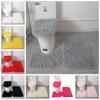 3pcs/set Fluffy Hairs Toilet Lid Cover Rugs Solid Color Shower Carpets Sets  Shower Room