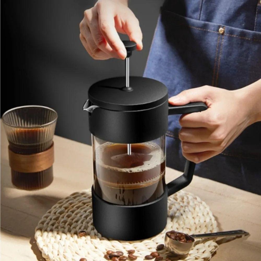 Thickened Glass French Press Coffee Maker Rust-Free Hand Punch Pot Cold Coffee Brewer Office Use