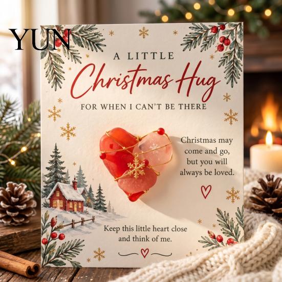 Emotional Support Gifts for Winter Christmas Hug Pocket Card, Mini Festive Greeting Card Compact Keepsakes with Envelope, Holiday Gift Tag Friends