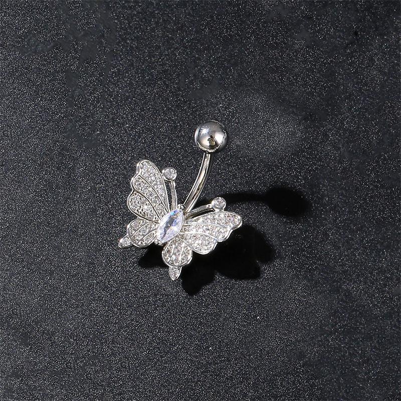 Кольца для пирсинга пупка с бантиком-бабочкой из нержавеющей стали с цирконом для женщин, девушек, сексуальные украшения для тела, подарки