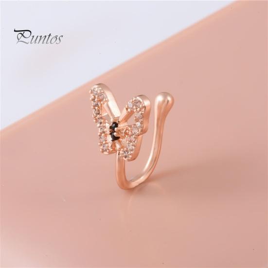 1 шт. U-образное накладное кольцо в носу в форме бабочки, шпилька для носа, блестящие стразы, инкрустированные непирсингом, зажим для носа, ювелирное изделие, подарок