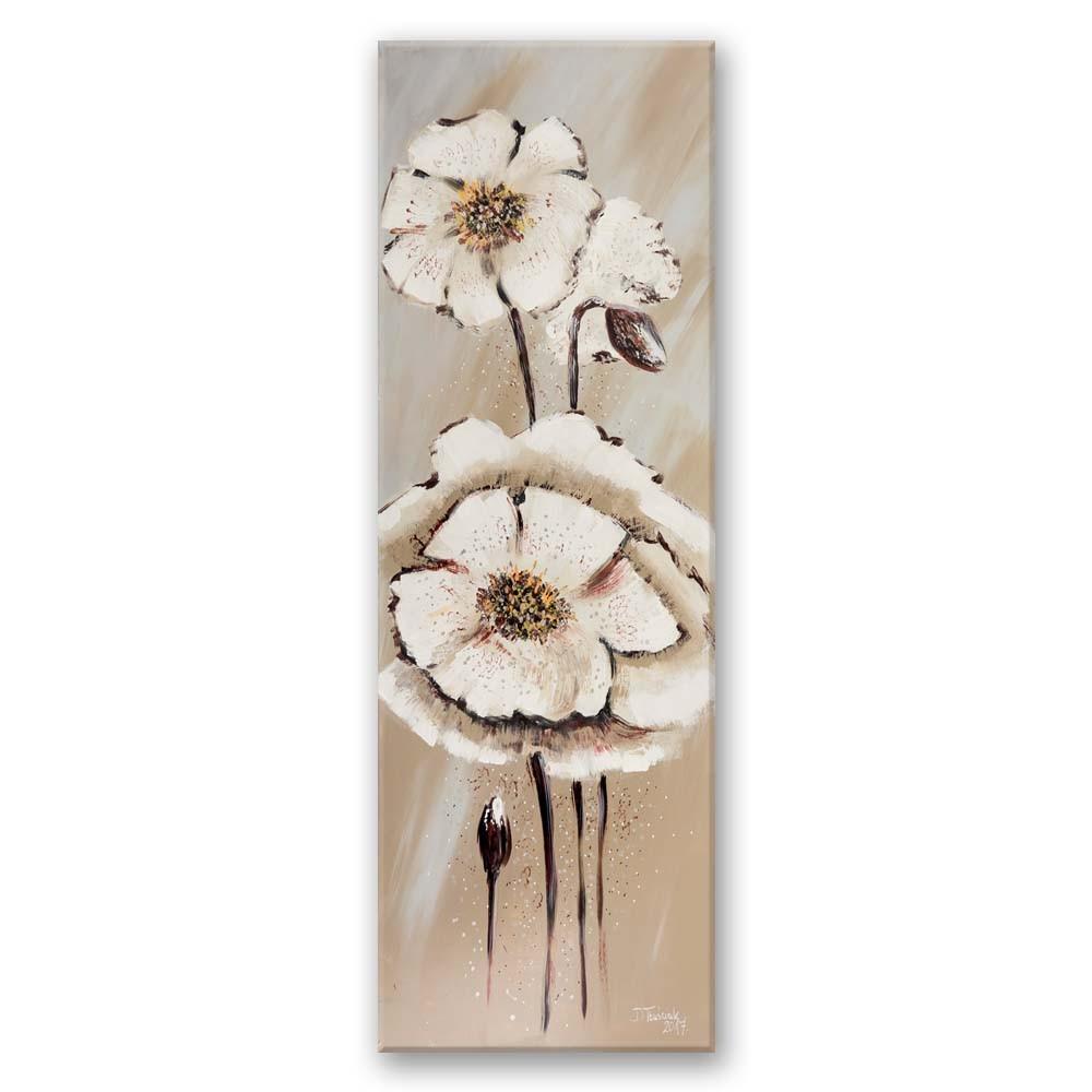 Canvas print, White painted flowers