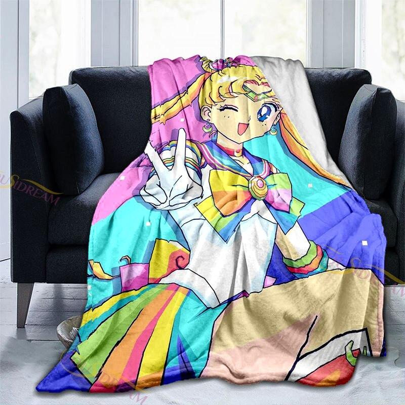 Милое сказочное фланелевое одеяло «Сейлор Мун» Luna Cat, мягкое флисовое одеяло, покрывало для пикника, коврик для йоги, гобелены, домашний декор, подарки