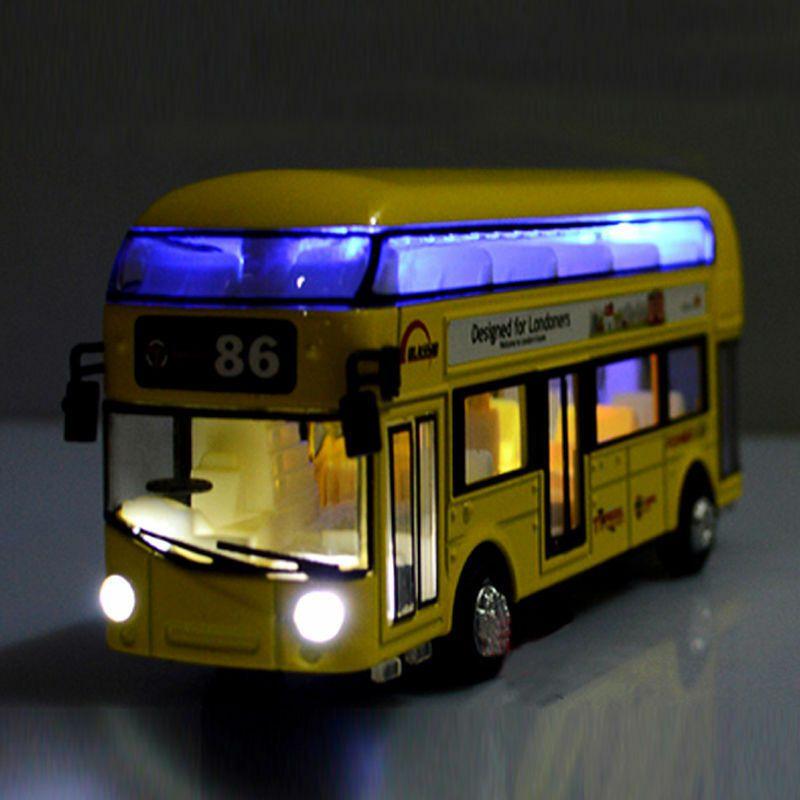 Premium Quality Double-decker Tour London City Bus Pull Back Car Kid Toy With Sound And Light
