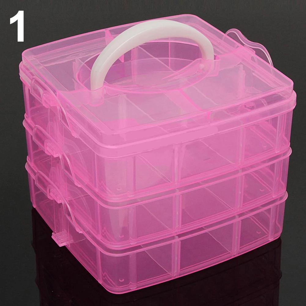 3 Layers 18 Compartments Clear Storage Box Container Jewelry Bead Organizer Case Rangement Cajas Organizadoras Plastic Box
