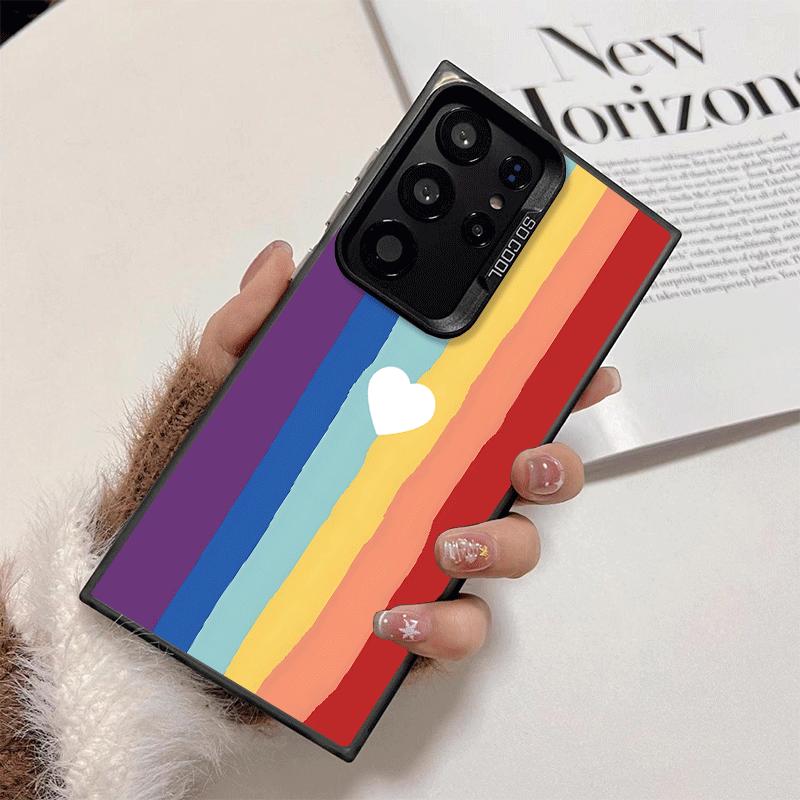 Rainbow Gradient Love Desgin Soft Phone Case for Samsung Galaxy S24 S25 FE S26 Edge S23 Ultra S22 Plus S21 + Shockproof Cover Ba