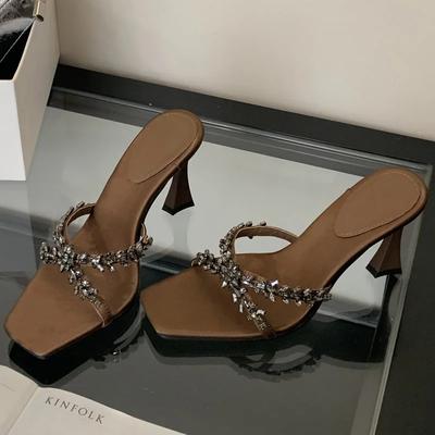 Модные уличные тапочки для женщин с открытым носком на тонком высоком каблуке, женские сандалии для стриптиз-вечеринок, изысканная женская обувь