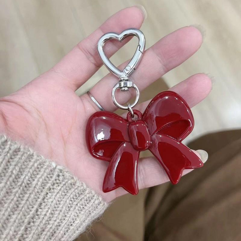 Простой темпераментный красный бант сердце акриловый брелок кулон для женщин девочек универсальный рюкзак украшения аксессуары подарки