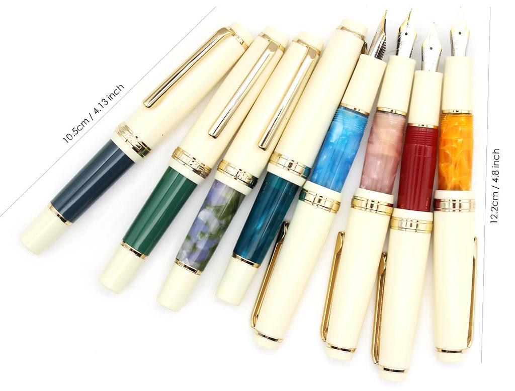 Gullor Mini Fountain Pen with Gold Acrylic Pocket Medium Nib Trim, Pen, Orange, (0.7mm)
