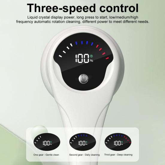 Electric Bath Brush with 5 Brush Heads Waterproof Rechargeable Long Handle Design 3-Speed Rotation Shower Massage Brush