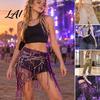 Adjustable Tassel Skirt Women's Belly Dancing Belt with Tassels & Sequins Colorful Waist Chain Triangle Dance Hip Scarf for Stage Performance