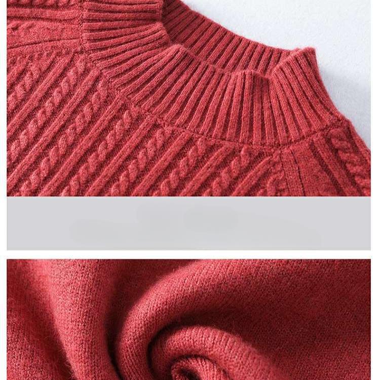 WTEMPO Женский вязаный свитер с полуворотом, свободный трикотажный топ с длинными рукавами для мам