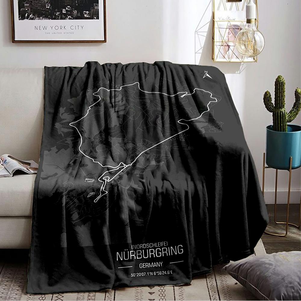 Nürburgring Track Map Keep warm DesignFlannel blanket for bedroom, living room, sofa, and nap