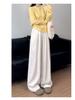 White Yamamoto Women's 2025 Retro High-Waisted Straight Wide-Leg Jeans for Spring/Summer