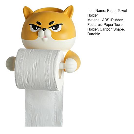 Paper Towel Holder, with Top Phone Holder Cartoon Design, Waterproof Moisture-Proof Wall Mounted Bathroom Accessory