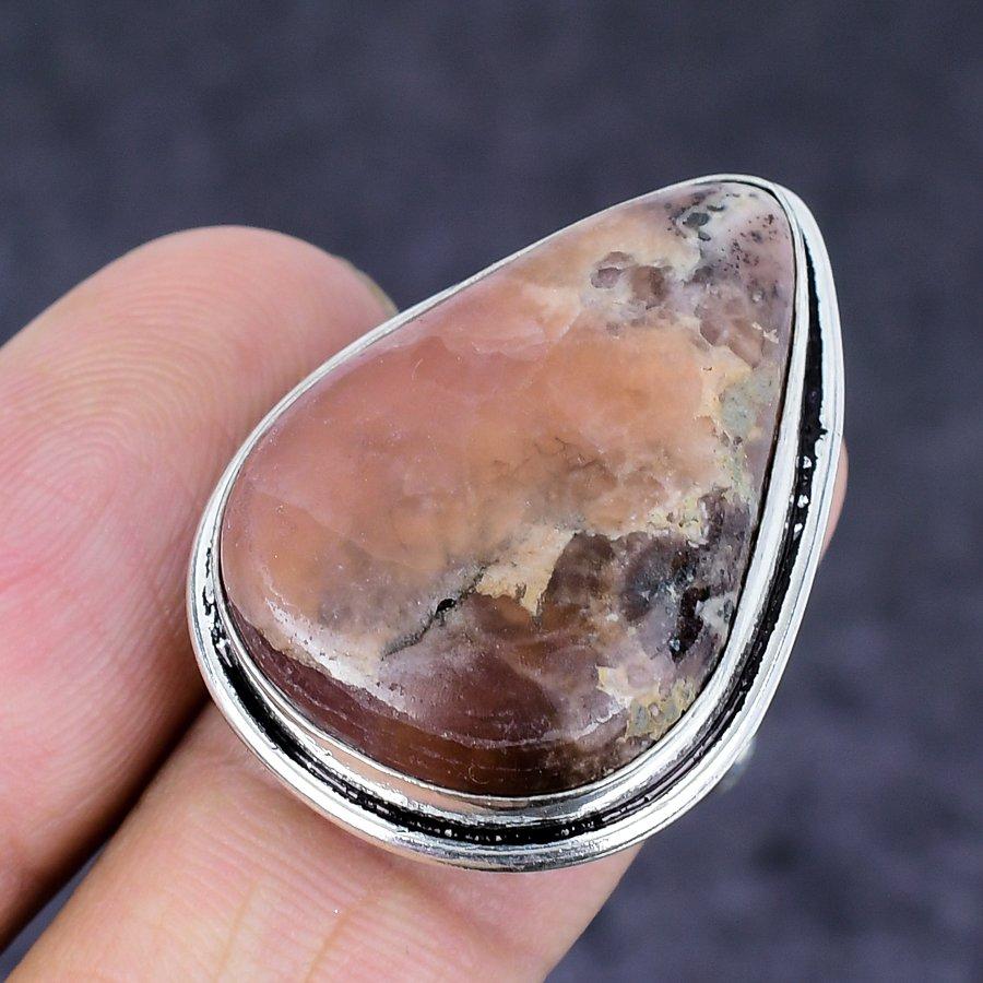 Natural Rhodochrosite Gemstone 925 Sterling Silver Jewelry Ring Size 7.5 J6m94