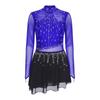 Женское платье для фигурного катания с длинным рукавом, боди со стразами, шифоновая юбка, костюм для лирического танца