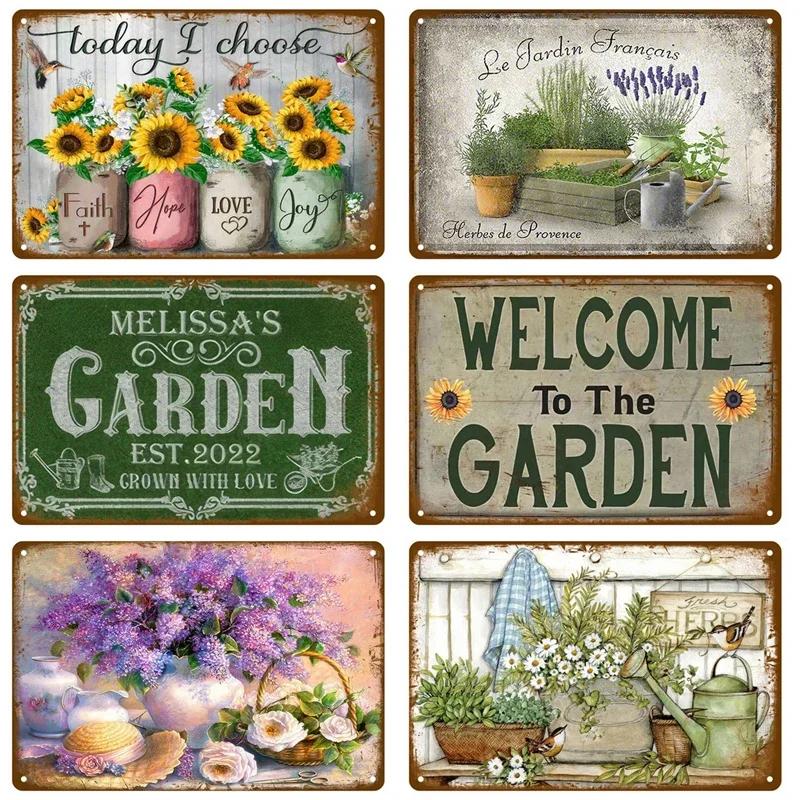 Vintage Metal Tin Sign Retro Cafe Garden Wall Art Home Decor Plaque for Room Farmhouse Painting Gift Perfect for Wall Mural D