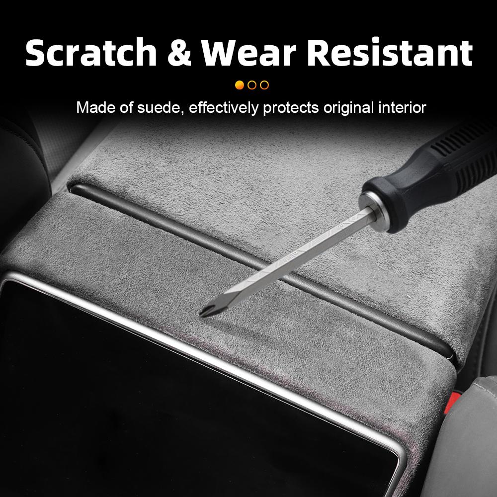 Suede Car Rear Air Outlet Frame Fur Trim For Tesla Model 3 Y Highland 2024 Juniper 2025 Auto Seat Back Screen Protective Cover