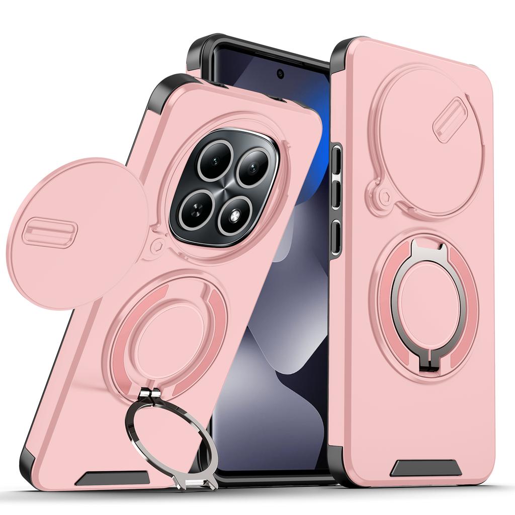 Магнитное Металлическое Кольцо-Подставка Бронированный Чехол Для Xiaomi Redmi Note 15 Pro 4G 14Pro Plus 5G Раздвижное Окно Защита Объектива Чехол для Телефона