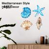 Wooden Seashell Wall Decorations 4Pcs/Set Shell Starfish Decor, And Conch Art, Hanging Coastal Signs for Beach House Home Bathroom Living Room