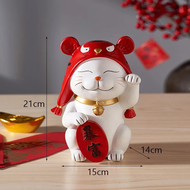 1 шт. Полимерная фигурка кота-бога богатства, голова тигра, голова льва для танца льва, подарок на новоселье и открытие, скульптура, ремесла для украшения