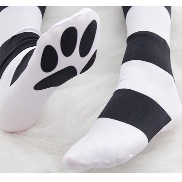 Гольфы Lolita Cat Claw с полосатым рисунком и розовой собачьей лапкой для девочек JK