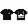 Модная городская футболка Rhude Повседневная футболка с принтом логотипа Летняя футболка с коротким рукавом Для унисекс И унисекс Хлопковая футболка высокого качества
