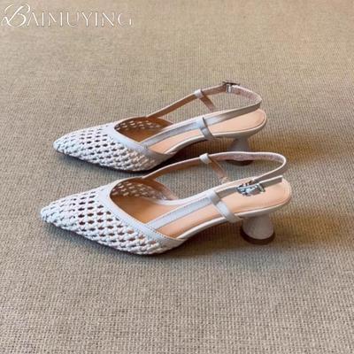 Элегантные женские босоножки на высоком каблуке с острым носком, массивная обувь, новый дизайнер 2025, летние, для платья, для вечеринки, женские шлепанцы, сексуальные туфли-лодочки Mujer