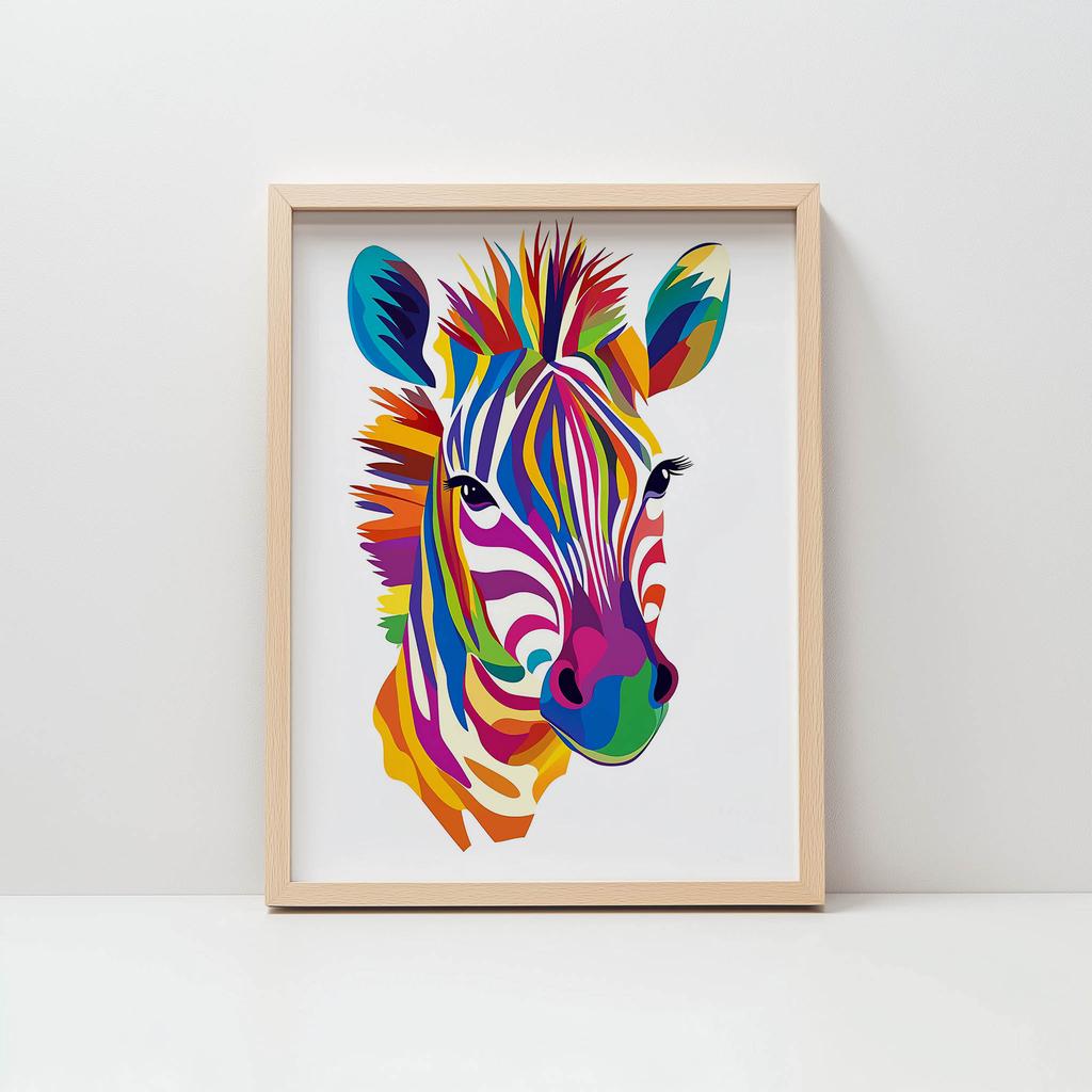 Plakat Tęczowa Zebra Plakat Tęczowa Zebra, 30X40 Cm, Bez Ramy, Papier Matowy 230 Gsm