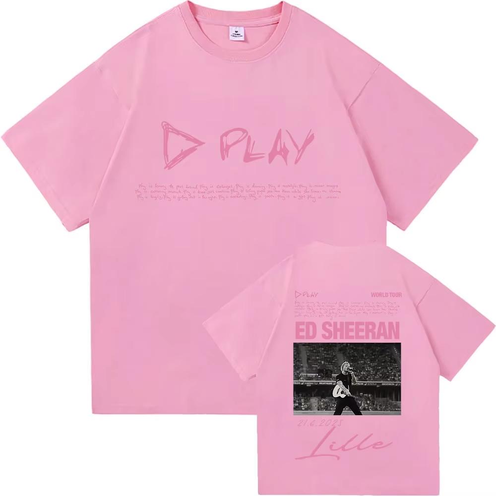 Rapper Ed Sheeran Play World Tour 2026 Graphic TShirt Mens Punk Hip Hop Short Sleeve TShirts Pure Cotton Tees Fans Streetwear