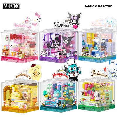 Нетоксичная Серия Area-X Sanrio Куроми Хелло Китти Синнаморолл Строительные Блоки Moc Креативный Дом Украшение Модель Кирпичи Игрушки Для Подарков Взрослым