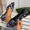 Large Size Casual Shallow Mouth Single Shoes Women's Autumn New Halloween Elements Flat-bottomed Foot Shoes Wish