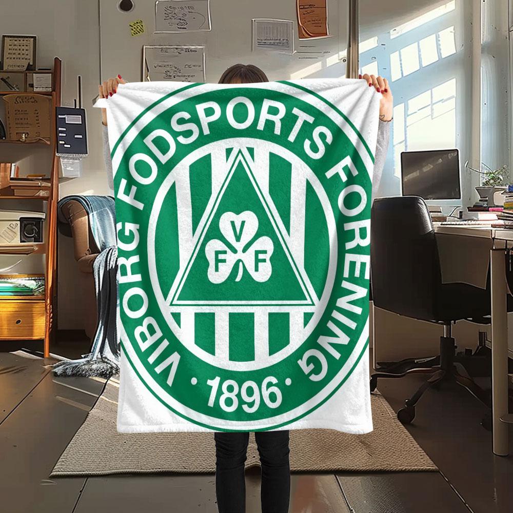 Viborg FF logo FlAannel Blanket, High quality Comfortable for All Seasons, Home Decor, Warmth and Comfort