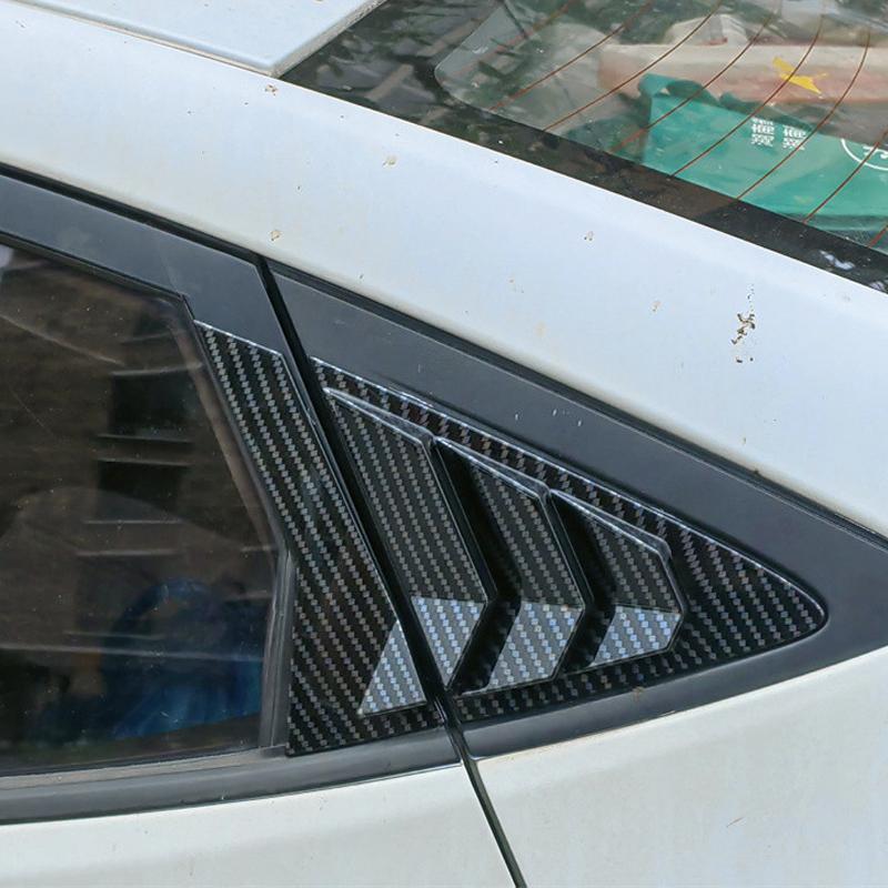 For Hyundai Verna Car Rear Side Window Cover Sticker ABS Louvers Triangular Stickers Carbon Fiber Modification Accessories