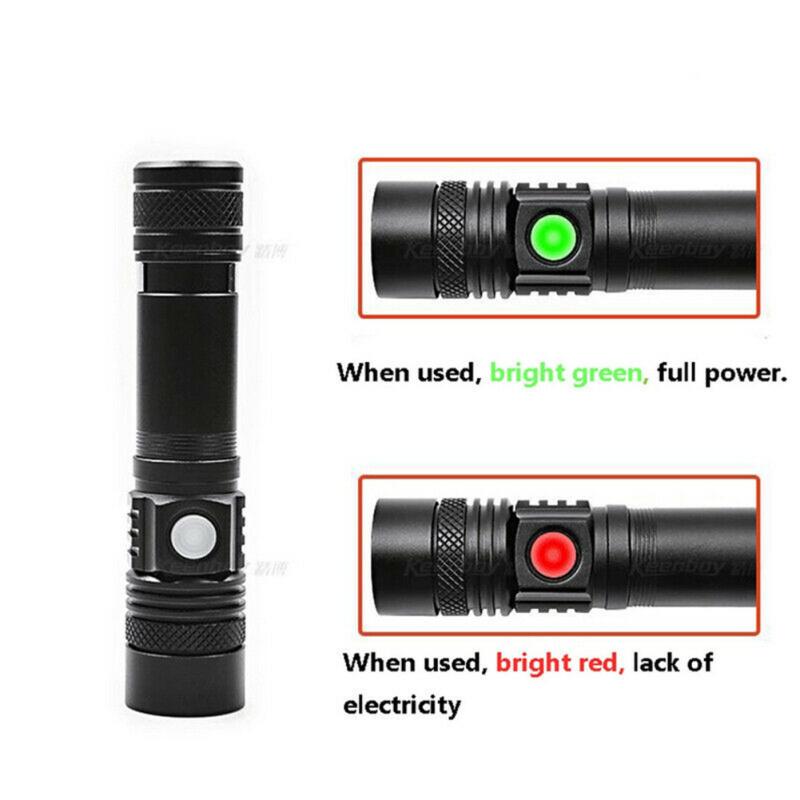 Мощный светодиодный фонарик Usb перезаряжаемый зум-факел T6 Ручная лампа-вспышка для кемпинга