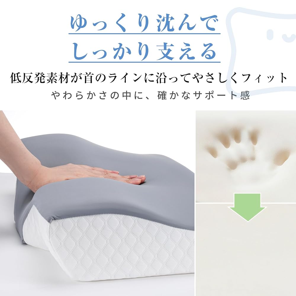 Neck-friendly pillow [Memory foam, ergonomic design] Sleep pillow for restful sleep, relieves stiff