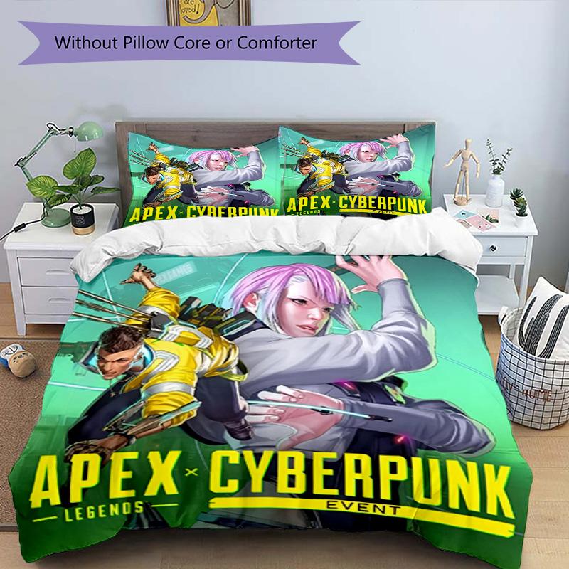 3pcs Duvet Cover Set (1*Duvet Cover + 2*Pillowcase, Without Core), Apex Legends Print Bedding Set, Bedroom Decor, All‑Season, Birthday Gift