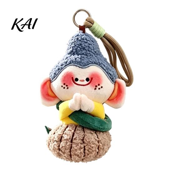 Small Stuffed Toy Ornament Cute Buddha Keychain, Dunhuang Style Plush Pendant with Embroidered Kawaii Backpack Accessory Details, Soft Car Bag Charm,