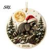 Indoor Festive Ornament Christmas Raccoon Acrylic Ornament, Cute Animal Hanging Decor for Tree Small Lover Present Desk, Holiday Home Decoration,