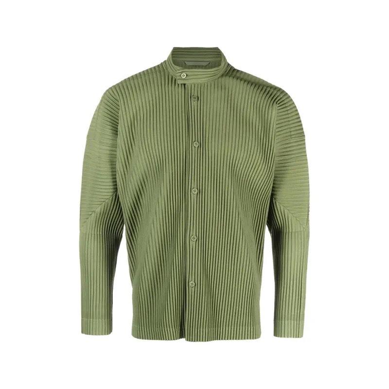 Pleated shirt pendant feeling stand-up collar casual long-sleeved jacket men