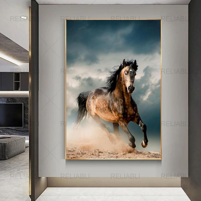 Плакаты с бегущей лошадью и принты, холст, живопись, настенные художественные картины с животными для гостиной, современный домашний декор, куадрос, без рамки