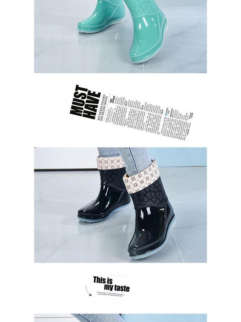 Женские гелевые нескользящие водонепроницаемые резиновые сапоги - Толстые, износостойкие, с коротким голенищем, для лета